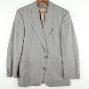Vintage Blazer Mens 40S Gray Striped Wool Two Button Formal Business Casual